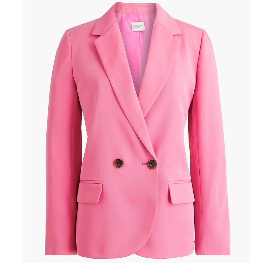 J. Crew Drapey twill double breasted blazer Size 14 Pink NWT